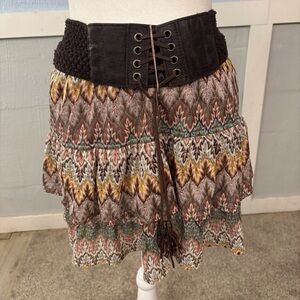 Rachael & Chloe Multicolor Mini Skirt with Black Waistband Size Small Bohoruffle